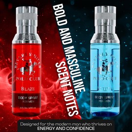 Beverly Hills Polo Club Natural Deodorant Spray Kit With 2 Fragrances: BLAZE & ACTIVE, 3fl oz Each (90ml) (Packaging May Vary)