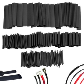 127 Pcs Wire Protector, Black Insulation Sleeve, Heat Shrink Connectors, Heat Shrink Tubing Kit, Heat Shrink Wrap Cable Sleeve Great for Electrical Insulation and Repair (Black)