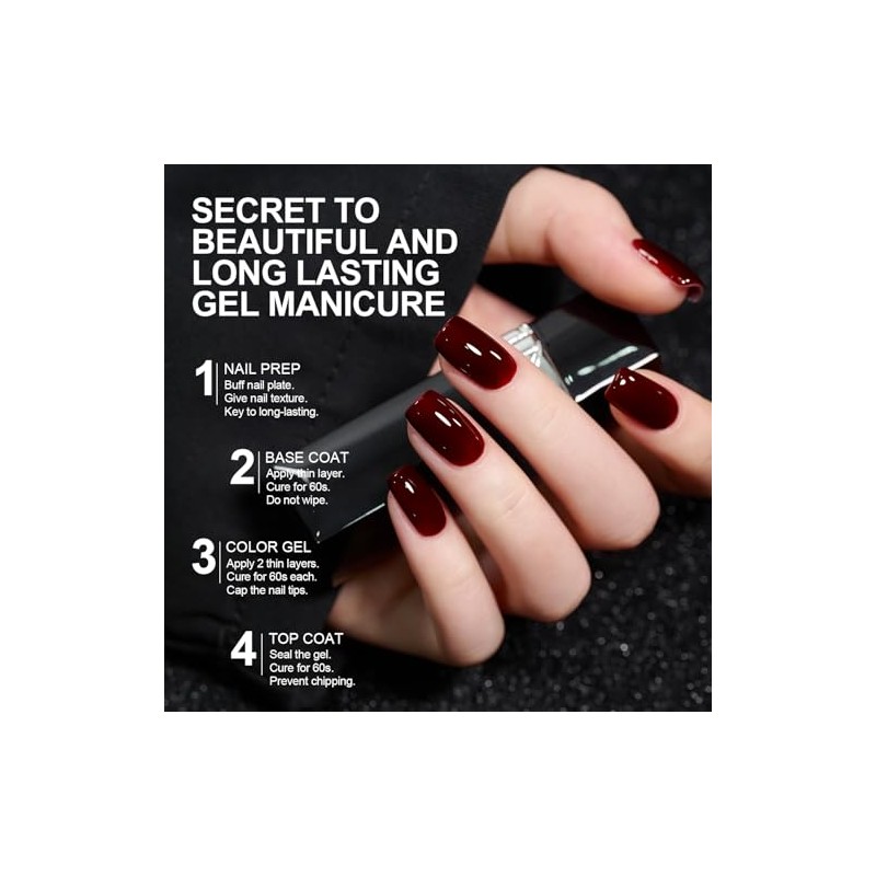 GAOY- Esmalte de uñas en gel rojo oscuro, 16 ml,