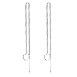 Elli Women's Necklace Look Earrings with Hexagon Pendant Basic 925 Sterling Silver, Silver, None