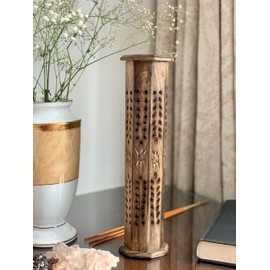Wooden Incense Holder and Cone Burner Large Organic Eco Friendly Ash Catcher Agarbatti Holder Rustic Style Hand Carved for Meditation Yoga Aromatherapy Home Fragrance Products