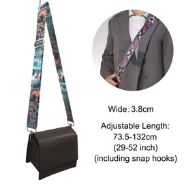 XNJIHWA 2Pcs Handbag Straps Crossbody 3.8cm Shoulder Strap Adjustable 73.5-132cm Universal Replacement Bag Strap with Silver Metal Swivel Hooks,Ethnic+Triangle