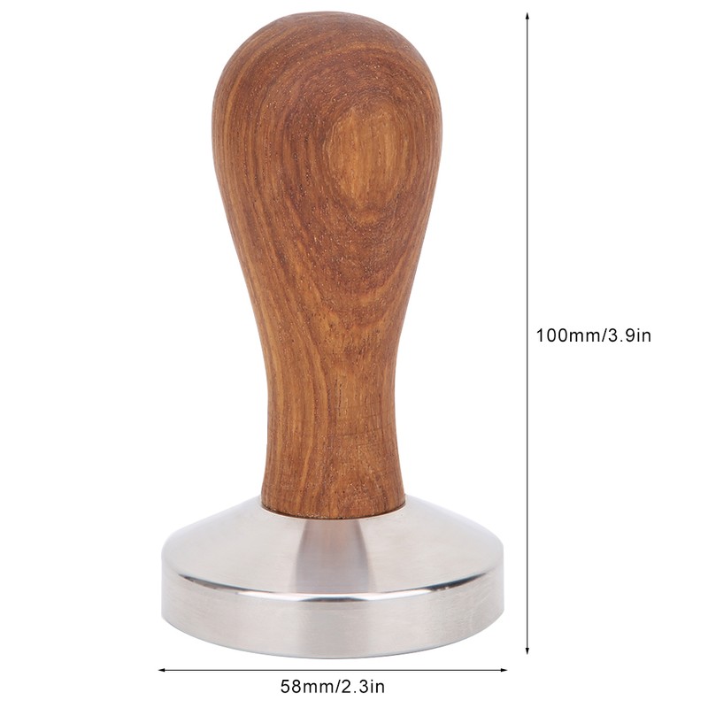 58mm Stainless Steel Coffee Tamper Wooden Handle Powder Pressing Tool