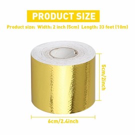 Unbranded 2" 33ft Gold Intake Heat Reflective Tape Wrap High Temperature Self Adhesive