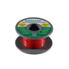BINNEKER 28 Gauge PVC 1007 Solid Electric Wire Red 50 ft 28 AWG 1007 Hook Up Tinned Copper Wire