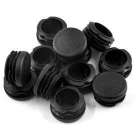 Jiozermi 12 Pcs 1-1/2" Round Plastic Plug, Black Round Plastic End Cap Furniture Finishing Plug for Pipe Post, Chairs and Furniture