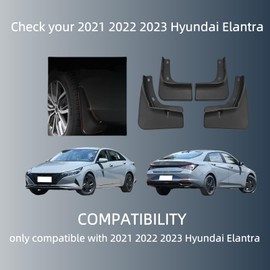 Mud Flaps for 2021 2022 2023 Hyundai Elantra, Wheel & Tire Splash Guards, Mudflaps for Car, PP Material, All Weather Tire Protector Splash Guards Mudflaps for Hyundai Elantra Exterior Accessories