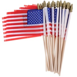 TOVINANNA 40pcs Mini American Flags Poles Handheld Ceremony Decorations for Independence Day Memorial -resistant Party Stick Flags