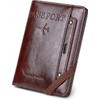 Porta Pasaporte Viaje,Cartera para Pasaporte RFID(Marrón cafe)