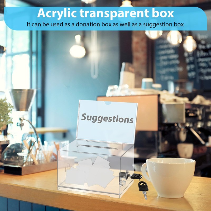 DEECOZY Acrylic Donation Box Lockable, Ballot Box Transparent with Key