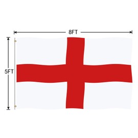 Lixure England Flag St George's Cross 5x8FT(150x240cm) Polyester-Vivid Color and Double Stiched National Flags 100% Polyester Banner witn 2 Brass Grommets