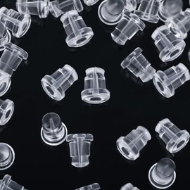 Kerryjewl Silicone Earring Backs, 100 Pcs Soft Clear Plastic Replacement Earrings Hoops