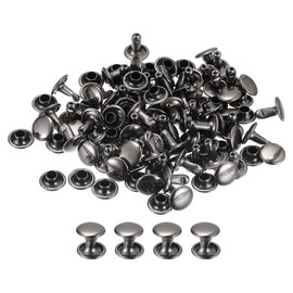 sourcing map 100 Sets Leather Rivets, 8mm Double Cap Rivets 8mm Height Metal Studs Rivet for Leather Craft Repair DIY Purse Belts Bags Shoes, Gun-Black