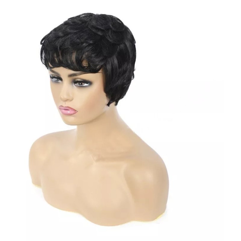 BM Peluca Greta Natural Premium Corta De Cabello Humano Negro