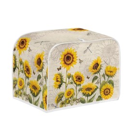 NETILGEN 4 Slice Toaster Cover with Handle, Universal Fits, Sunflower Dragonfly Retro