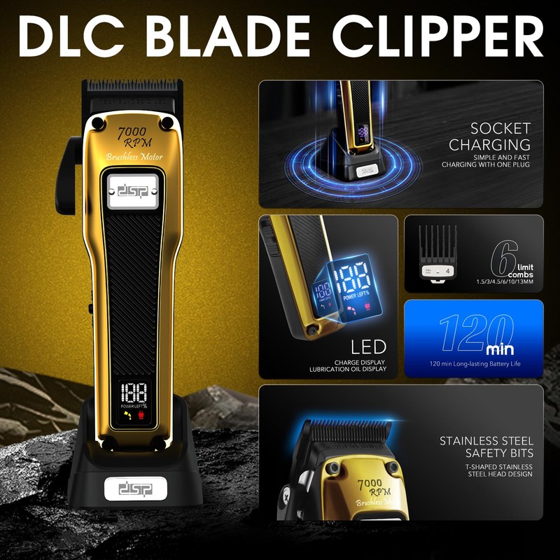 DSP Professional Barber Clipper Cordless, Hair Clipper for Men, Powerful