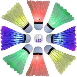 Arespark LED Badminton Shuttlecocks, Pack of 8 LED Badminton, Colourful LED Goose Feather Shuttlecocks, Specially Designed for Night Use