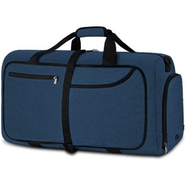 Newhey Travel Bag Large 40L 65L 80L 100L Foldable Travel Bags Lightweight Sports Bag for Men with Shoe Compartment for Weekender Men Women Duffel Bags. Nylon, Blue-80 L