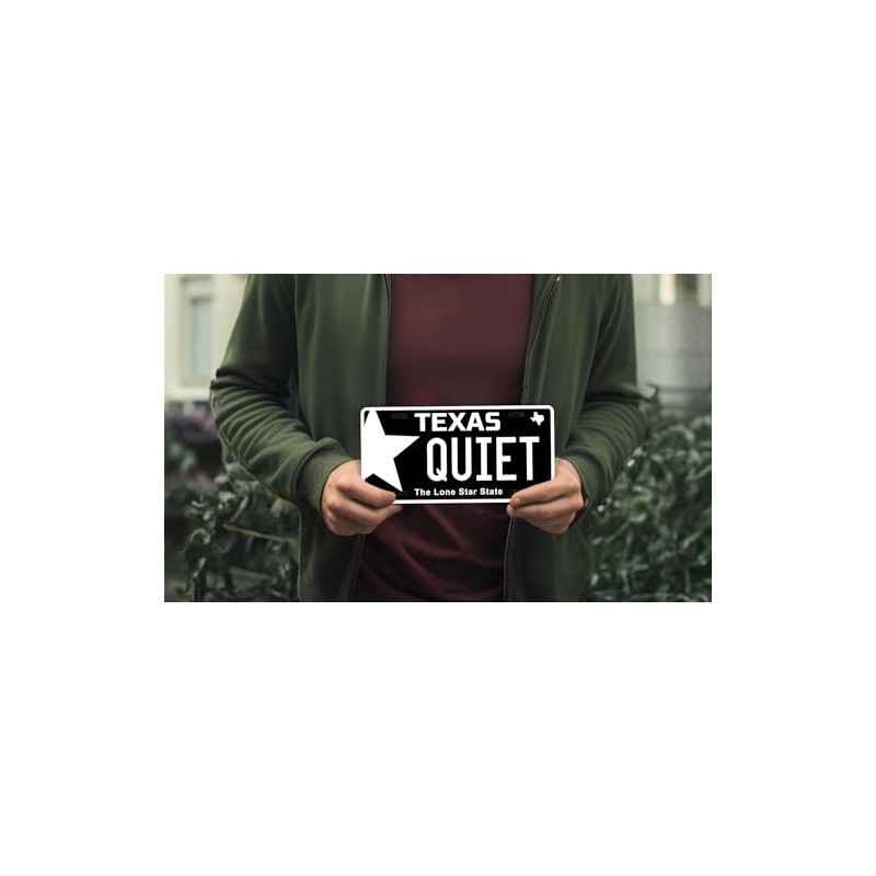 Texas Quiet Blackout License Plate Replica #QPTW Auto Tag Black