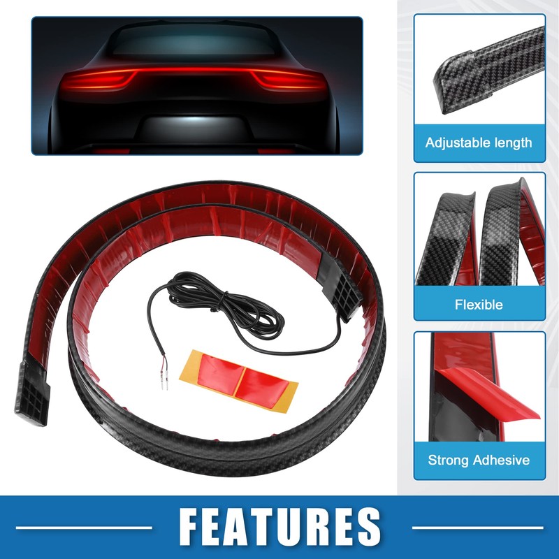 X AUTOHAUX Car Spoiler with Red LED Light 47.2"/1.2m Carbon