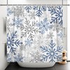 Canessioa Abstract Snowflake Shower Curtain Boho Blue and Grey Snowflakes