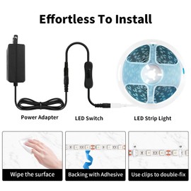 iNextStation 12V LED Strip Light Pink, 16.4ft/5M SMD5050 LED Strip with Adapter & LED Switch, Flexible Cuttable LED Tape Light for Bedroom Kitchen Cabinet Bar Festival Home Indoor Decor