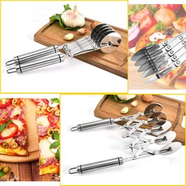 Adjustable Stainless Steel Pizza Cutter with Twin Handles for Easy Slicing of Pies and Dough