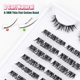 Eyelash Extensions Cluster Lashes Mixed 11-13 mm Individual Eyelashes D Curl Individual Eyelashes Premade Left and Right Eyelash Clusters DIY Eyelash Lash Extensions Thin Band 8 Pairs Siligli