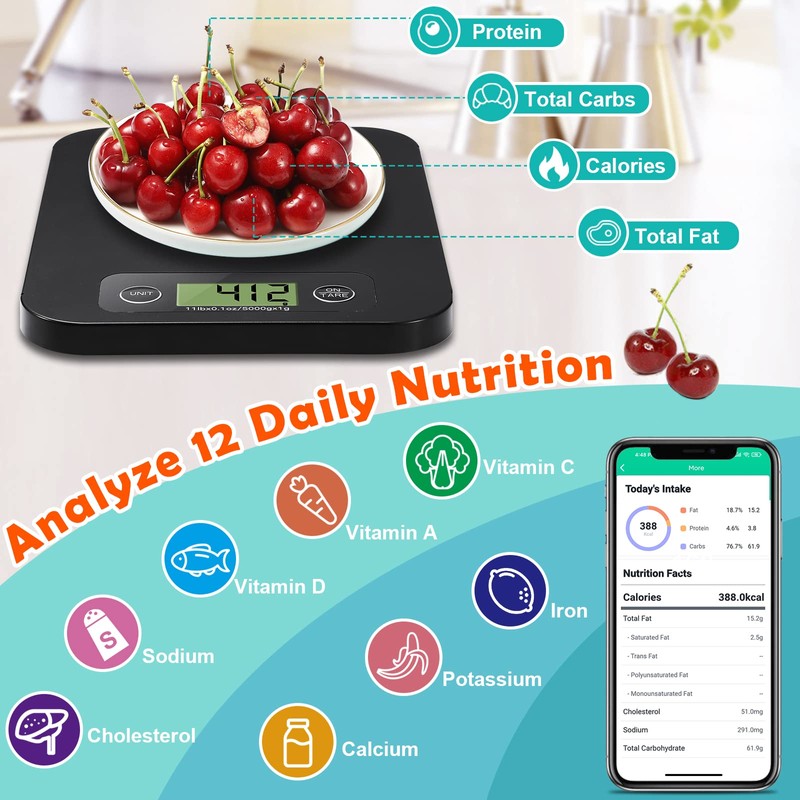 URAMAZ Báscula digital inteligente para pérdida de peso, báscula de