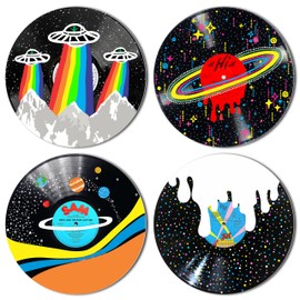 HK Studio Hippie Decor, Posters for Room Aesthetic, Galaxy - Record Decor, Music Themed Party Decorations, 4 Pcs 12"