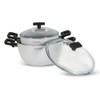 Flonal ONICE White Ceramic Non-Stick Deep Stew Pot with Glass