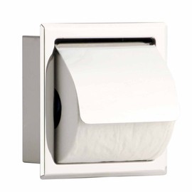 Renovators Supply Toilet Paper Holder - Wall Mount Toilet Paper Holder - Sanitary Paper Holder with Lid - Modern Bathroom Decor - Stainless Steel Recessed Tissue Holder - Silver, Pack of 1