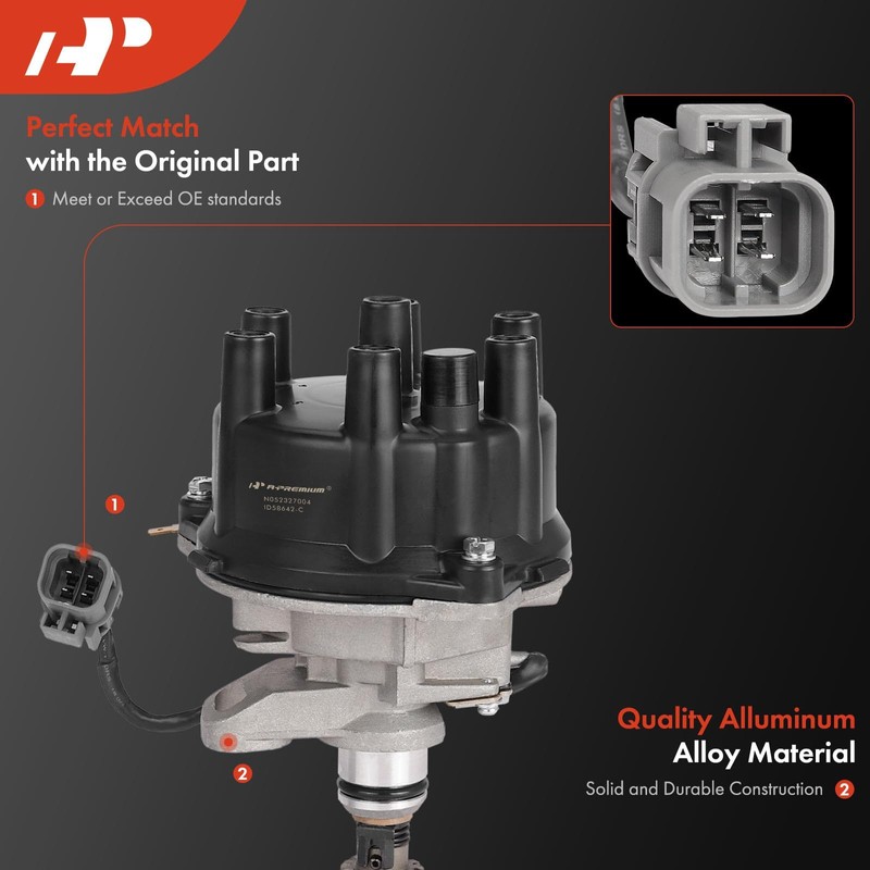 A-Premium Ignition Distributor with Cap and Rotor Compatible with Nissan