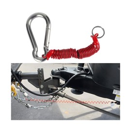 LKAHG Breakaway Trailer Cable, Stainless Steel RV Spring Towing Coiled Wire with Clip, Heavy Duty Trailer Safety Cables Strap Accessories, Universal for RV Trailer Emergency Camper (Red)