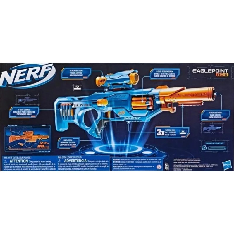 Nerf Elite 2.0 Eaglepoint RD-8 Blaster 8 Dart Drum Ages