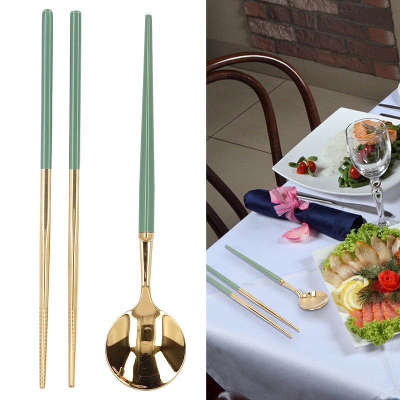 Stainless Steel Flatware Set Reusable Utensils Set Student Cutlery Storage