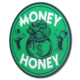 Hasbro Monopoly Money Honey Metal Wall Art - Fun Monopoly Sign for Game Room, Home Theater, or Office