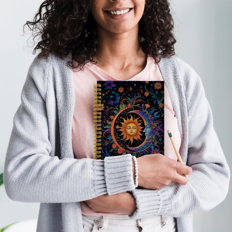 BESERH Celestial Sun and Moon Journal, Whimsical Boho Sun Moon
