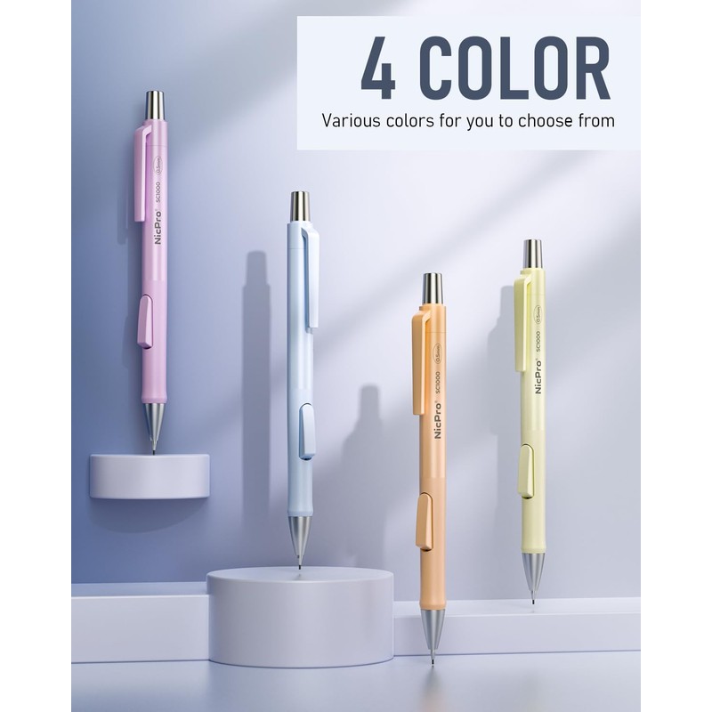 Nicpro 8 Pack Pastel Mechanical Pencil 0.5mm, Cute Fast Click