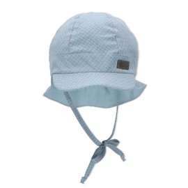 Sterntaler Boys' Peaked Cap with Neck Protection for Tying Diamond Sun Hat, lightblue