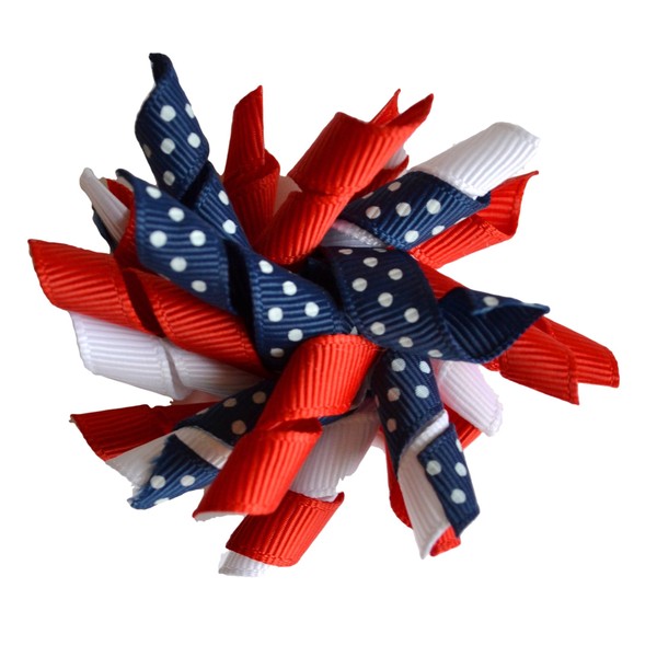 USA Patriotic 4th of July 2.5 Inch Korker Hair Bow By Funny Girl Designs