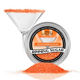 BREW GLITTER Orange Cocktail Rimming Sugar, Drink Rimmer for Beverages, Cocktails, Margaritas, Drinks, Kosher Certified (4oz, Orange)