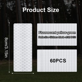 Lusofie 60 Pcs Reflective Stickers High Visibility Reflective Tape, Safety Reflectives Strips Waterproof Reflector Tape for Bicycles Cars Motorcycles Helmets and Mailboxes,1.2 x 3.15 Inch(White)