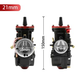 YWLUWEI PWK 21mm Carburetor Kit Universal for 50cc to 100cc 2T 4T Carburetor Air Filter Intake Pipe Manifold Main Jets Idle Jets For Mini Bike Go Kart Parts Racing (Black, 21mm)