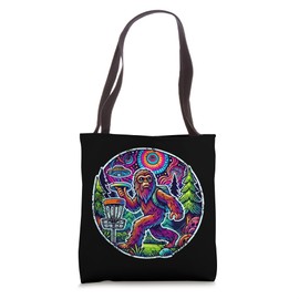 Bigfoot Disc Golf UFO Design Psychedelic Outdoor Adventure Tote Bag