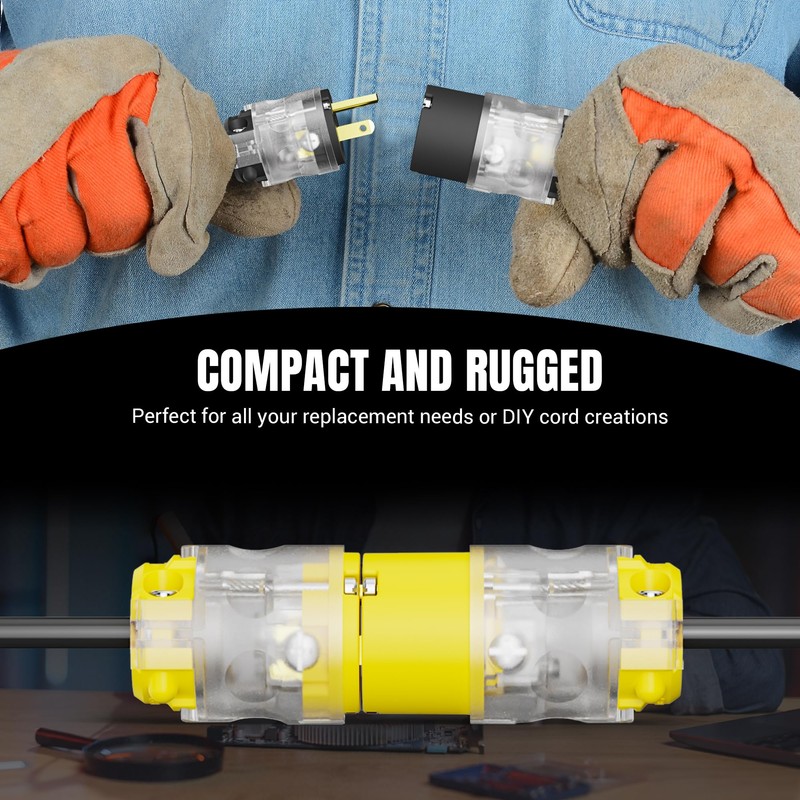 Yomiuwo Lighted Eectrical Connectors Plug and Connector Set, Straight Blade