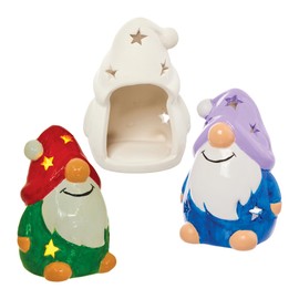 Baker Ross FN319 Gonk Ceramic Tealight Holders - Pack of 2, Christmas Crafts for Kids, Ceramic Painting