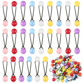24 Pieces Hair Ties 20mm Hair Balls Bubble Ponytail Holders for Girls Twin Bead Bubble Hair Ties Colorful 80s 90s Hair Elastic Accessories for Baby Toddler (Multicolor)