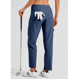 Willit Women's Golf Pants with Pockets Athletic Quick Dry Pants Lightweight Cargo Travel Water Resistant Navy Blue 12