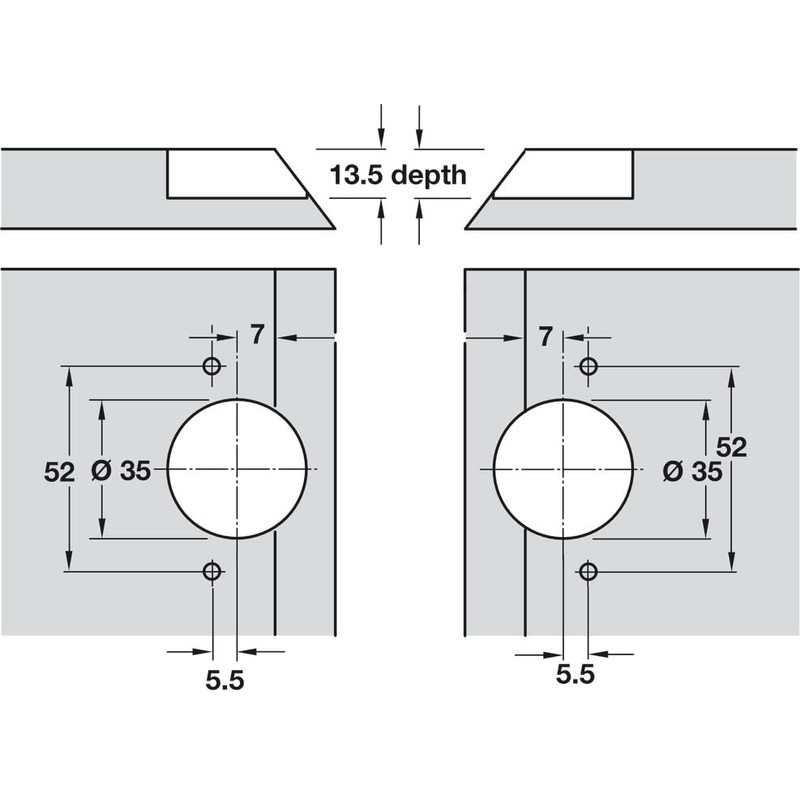 Miter Flap Cabinet Hinge 1.5mm (1/20'') Wide with 90° Opening
